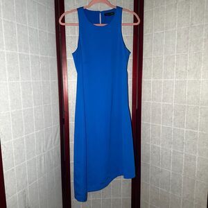 Banana Republic Dress Womens 4 blue sleeveless midi asymmetrical hem lined